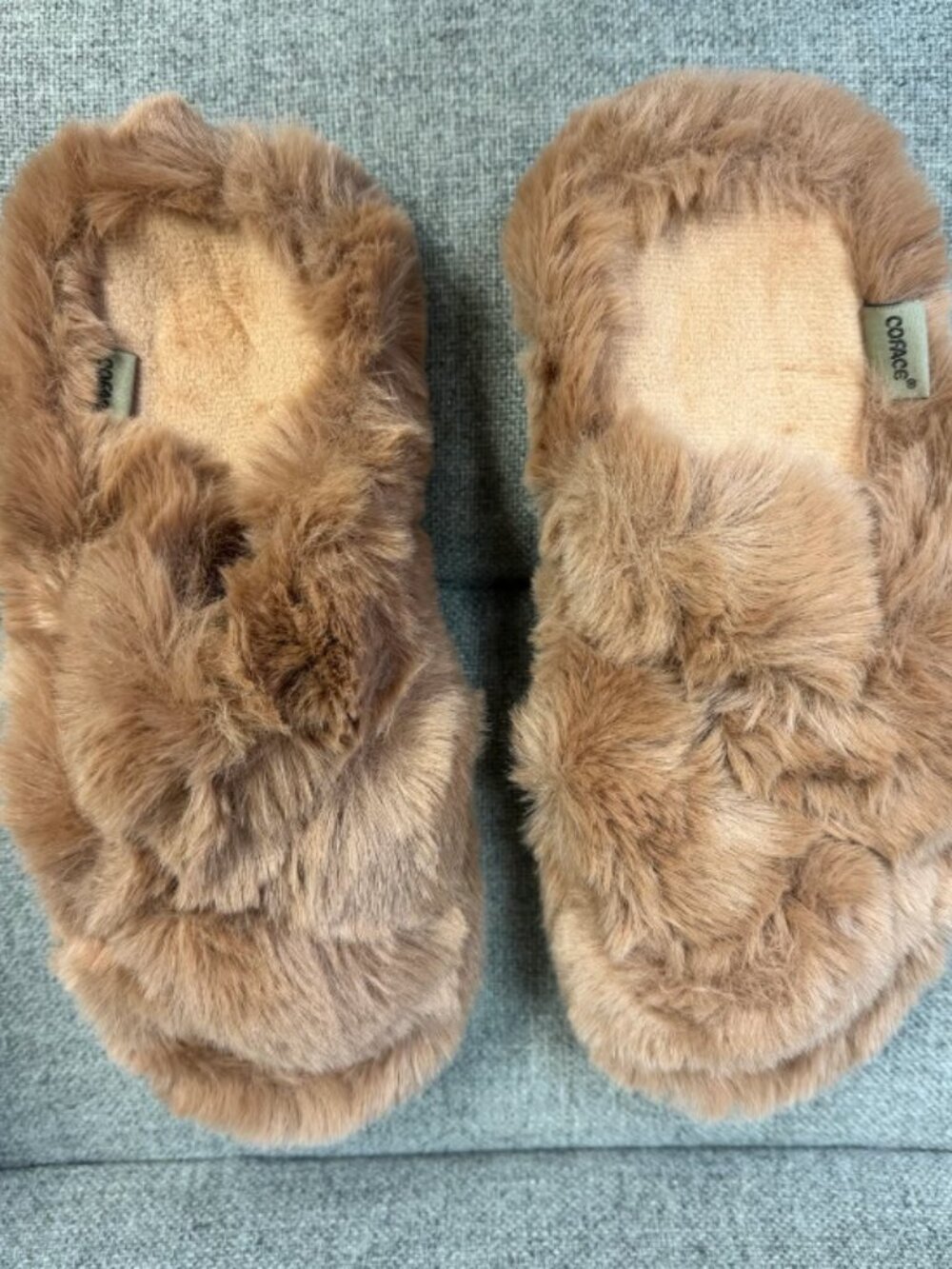 Furry Slippers, Size 8